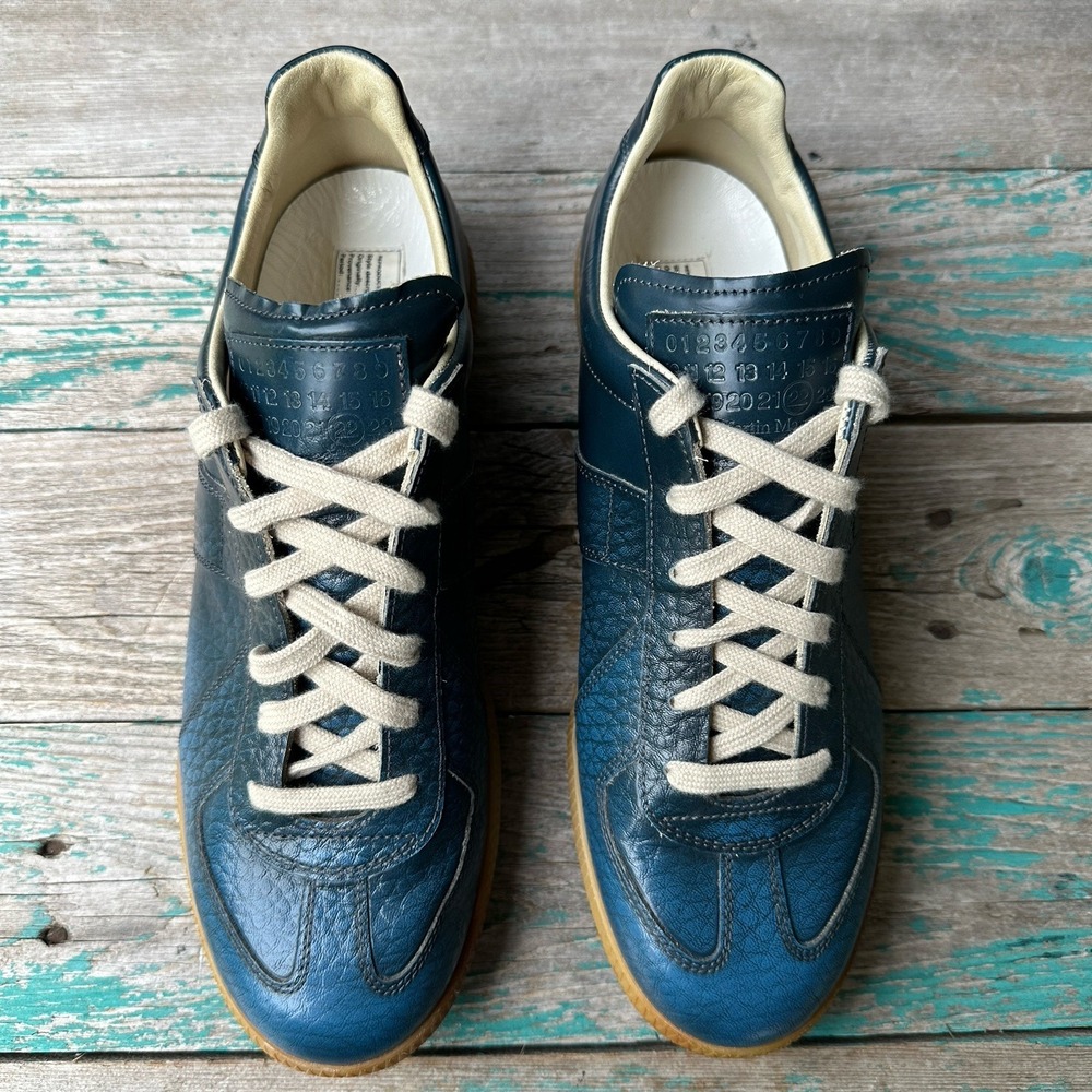 Maison Margiela Sport Shoes Mens 8 US 41 EU Blue Lambskin Calf Leather Italy COA